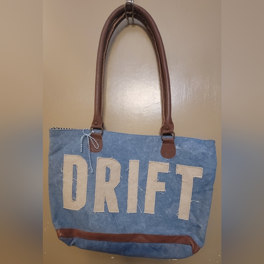 Primitives by Kathy Drift Blue and Brown Tote